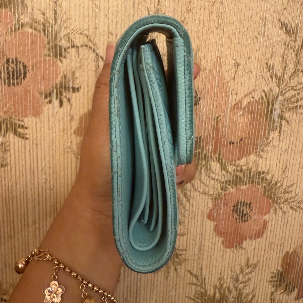 CHANEL Tiffany Blue Quilted Caviar Leather Compact Leather Wallet - Picture 7 of 17